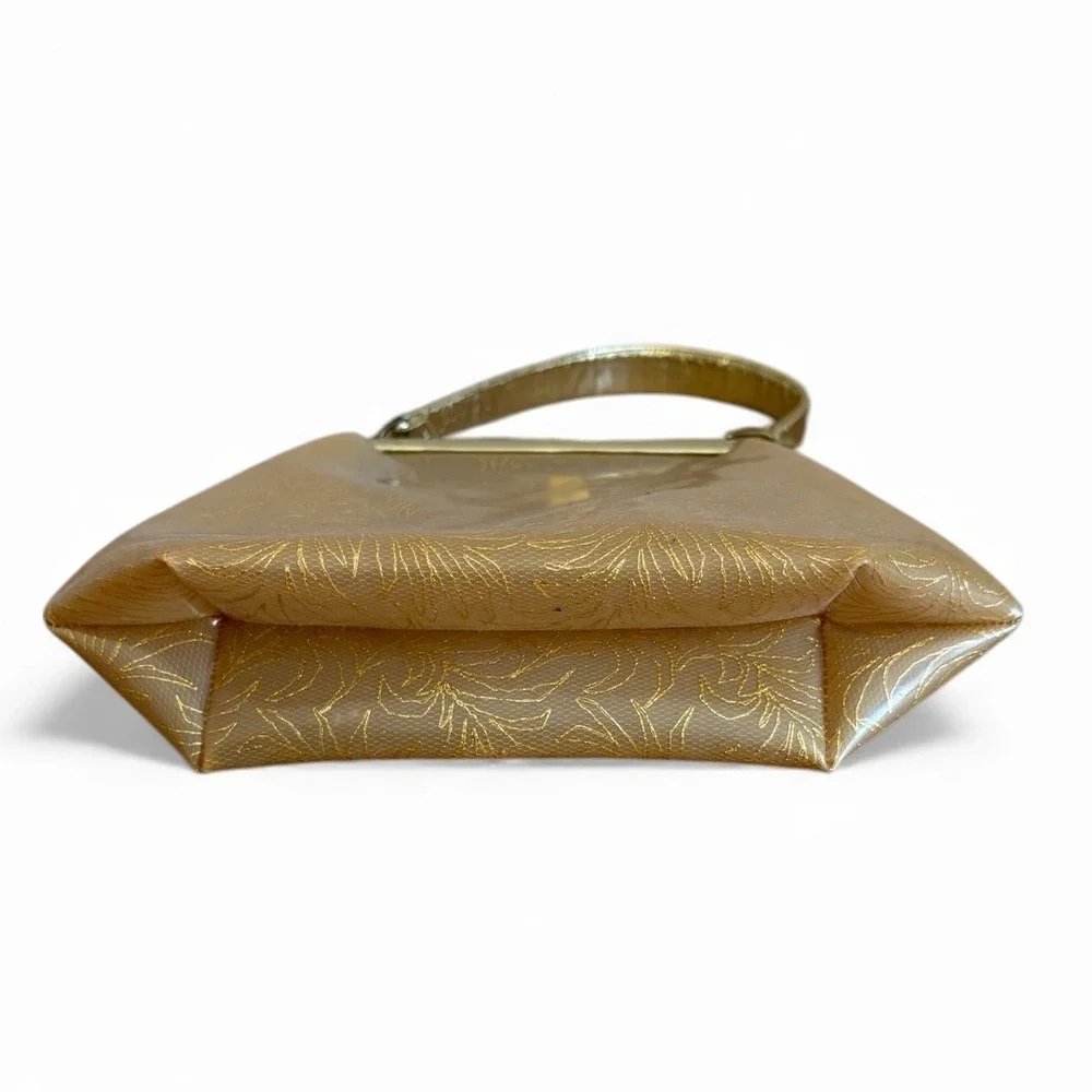 Vintage Gold Plastic Evening Satchel Clutch Handbag with‎ Ornate Clasp